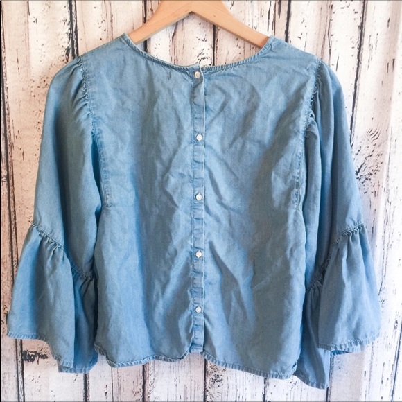 Hollister Chambray Crop Top w/ embroidery Sz S - Picture 5 of 5